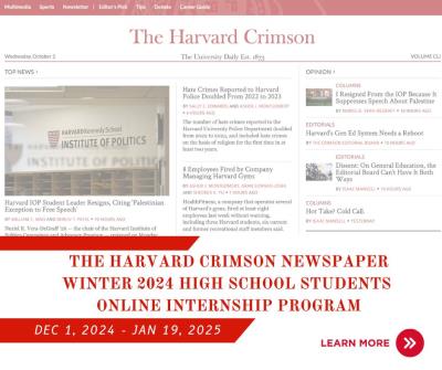 The Harvard Crimson  High School Students  Online Internship Program