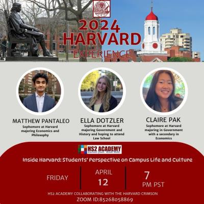 Inside Harvard Students' Experience: Free Friday Webinars April 12th, 2024
