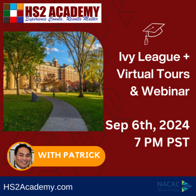 Ivy League Plus Virtual Tours And Webinar Sep. 6th, 2024 7 PM PST